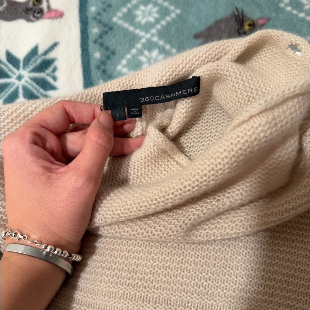 360 Cashmere Women's Soft Beige Turtleneck Sweater